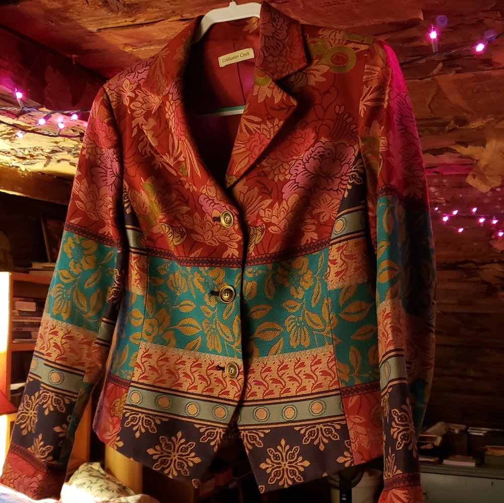 Multicolor floral tapestry jacket blazer